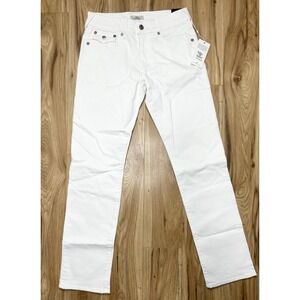 NWT True Religion Ricky Relaxed Straight Flap Jeans Optic White Men's W30 L34